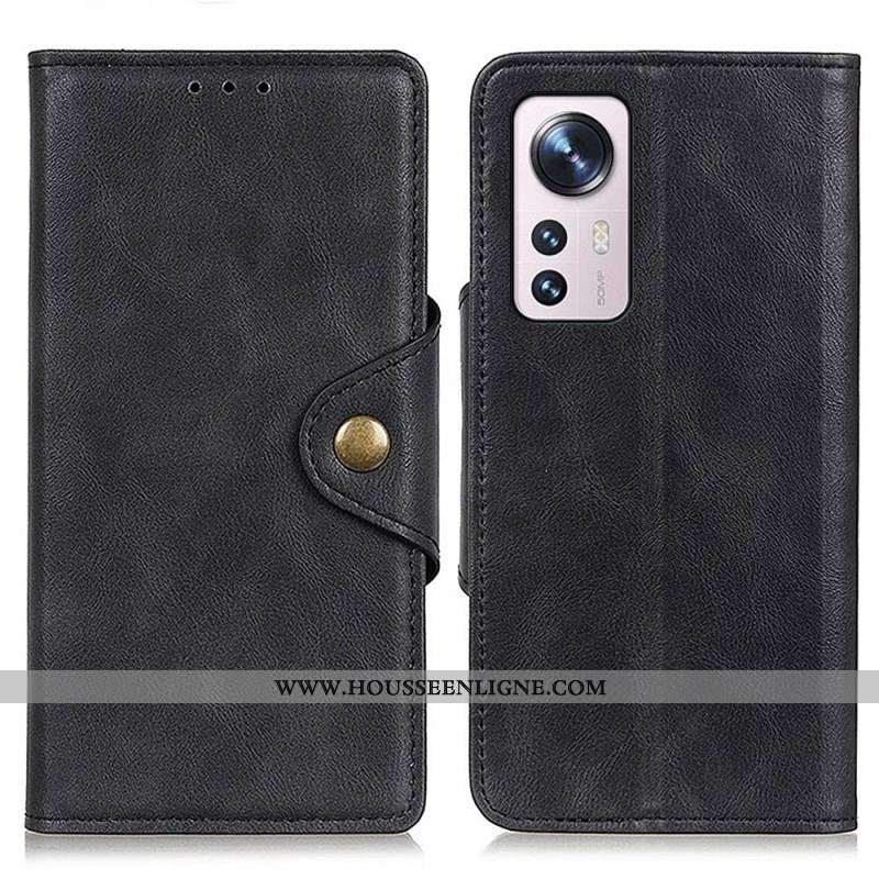 Housse Xiaomi 12 Pro Simili Cuir Vintage et Bouton