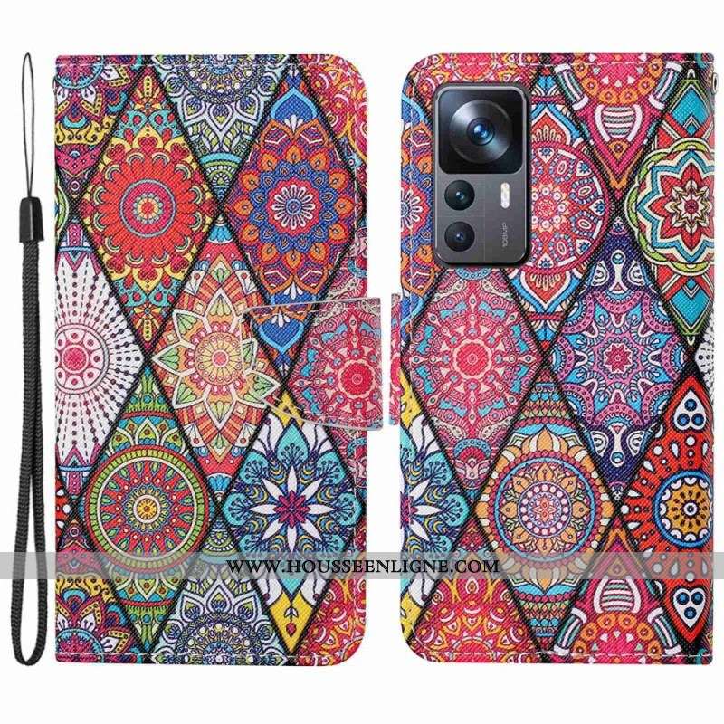 Housse Xiaomi 12T / 12T Pro Patchwork avec Lanière