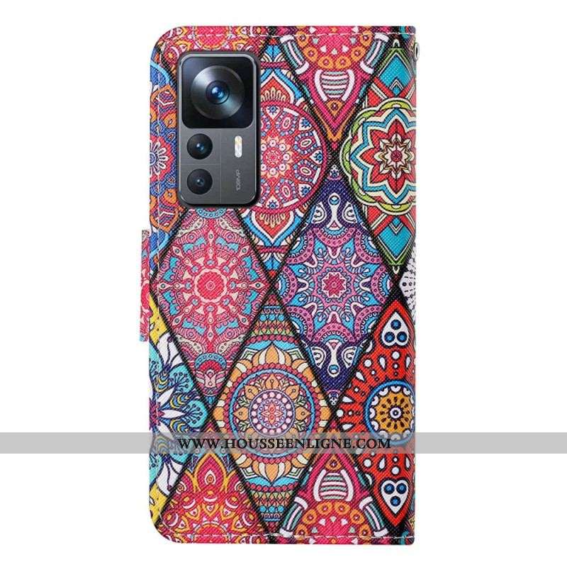 Housse Xiaomi 12T / 12T Pro Patchwork avec Lanière