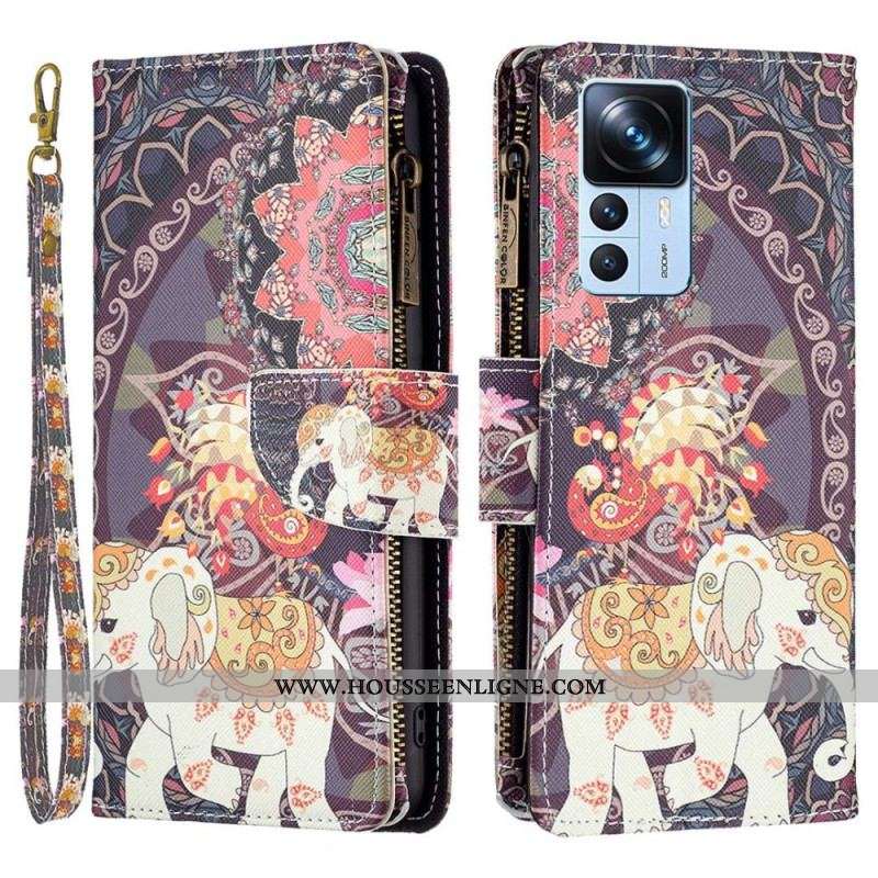 Housse Xiaomi 12T / 12T Pro Poche Zippée Éléphant