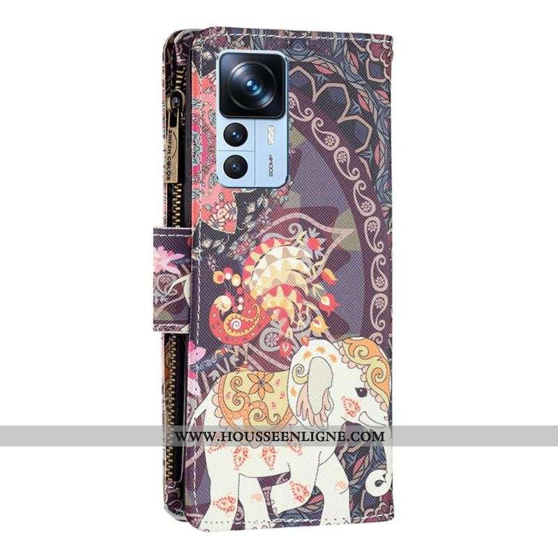 Housse Xiaomi 12T / 12T Pro Poche Zippée Éléphant