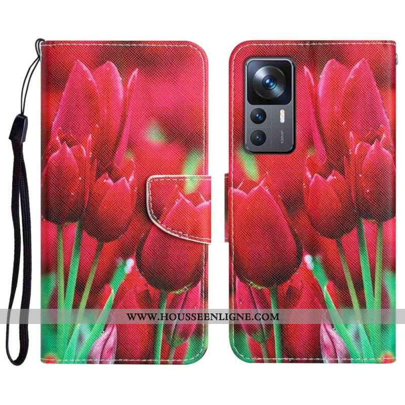 Housse Xiaomi 12T / 12T Pro Tulipes Lanière