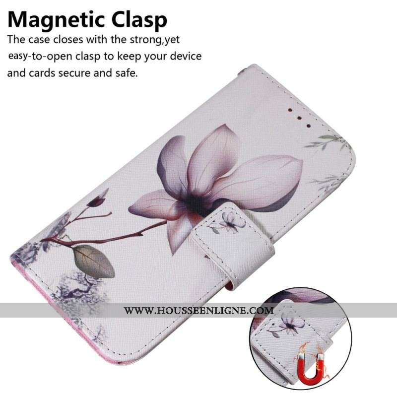 Housse Xiaomi 13 Fleur Rose à Lanière