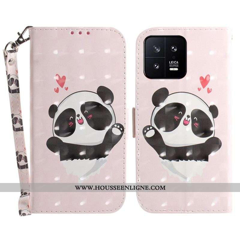 Housse Xiaomi 13 Panda Love à Lanière