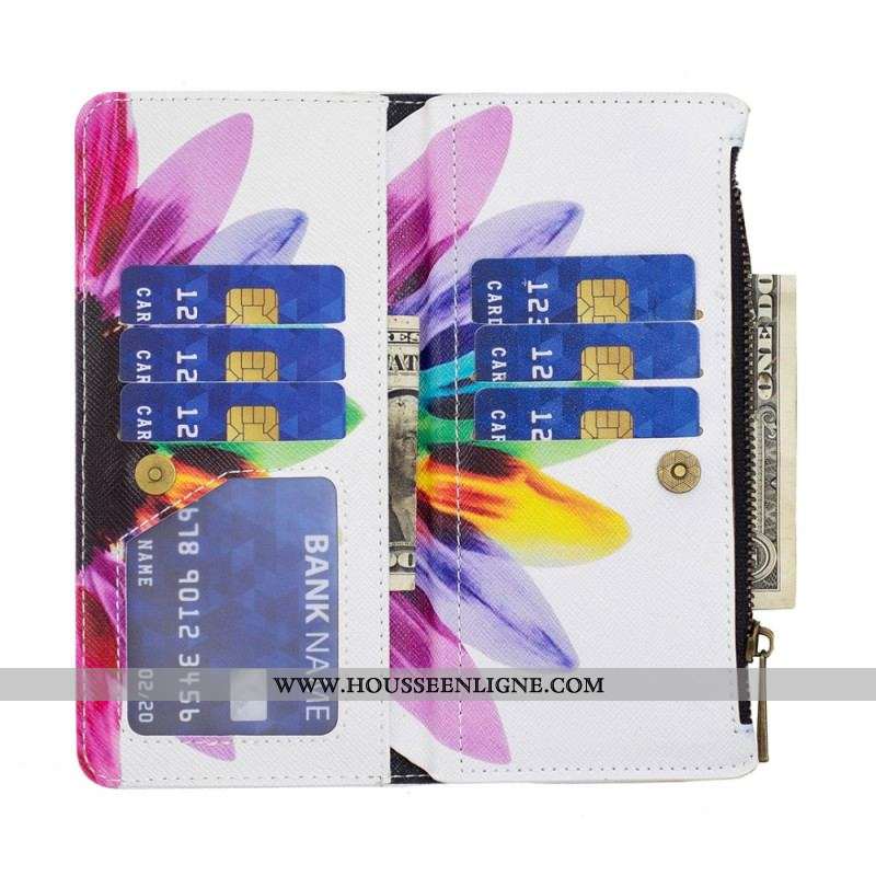 Housse Xiaomi 13 Poche Zippée Fleur