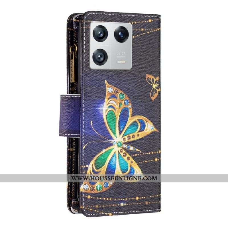 Housse Xiaomi 13 Poche Zippée Papillons