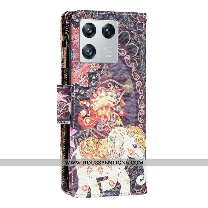 Housse Xiaomi 13 Poche Zippée Éléphant