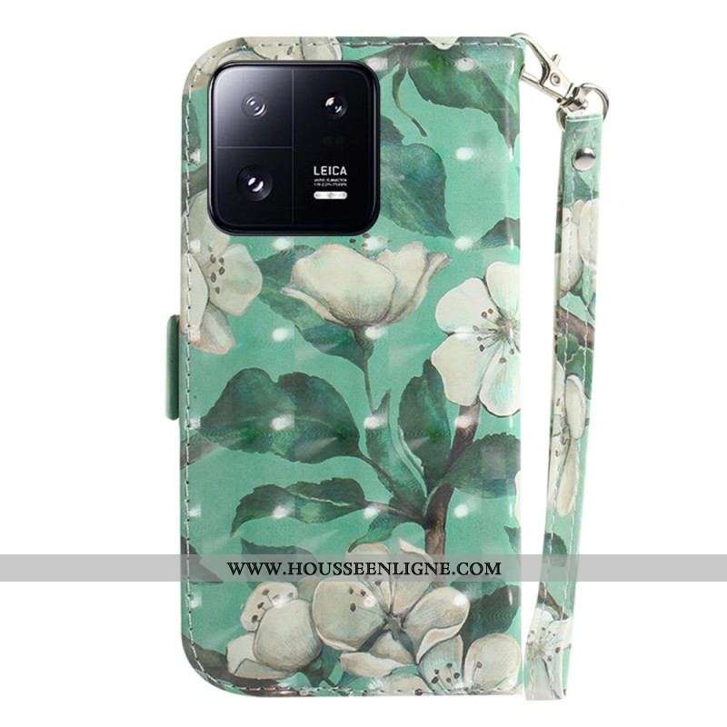 Housse Xiaomi 13 Pro Branches en Fleurs à Lanière