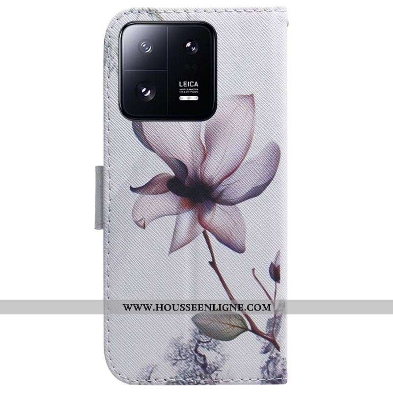 Housse Xiaomi 13 Pro Fleur Rose à Lanière