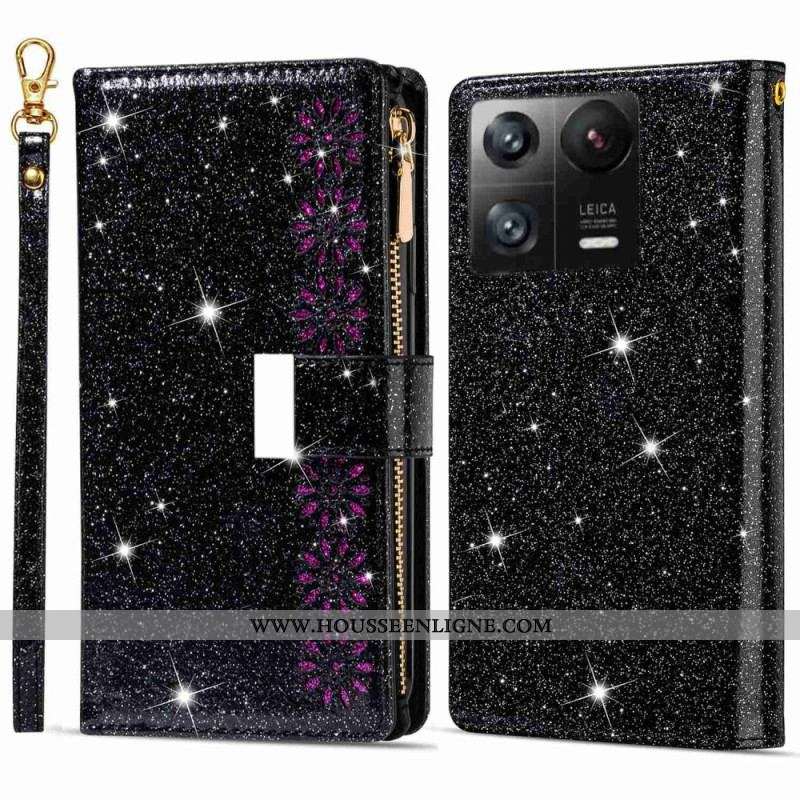 Housse Xiaomi 13 Pro Paillettes Portefeuille Zip