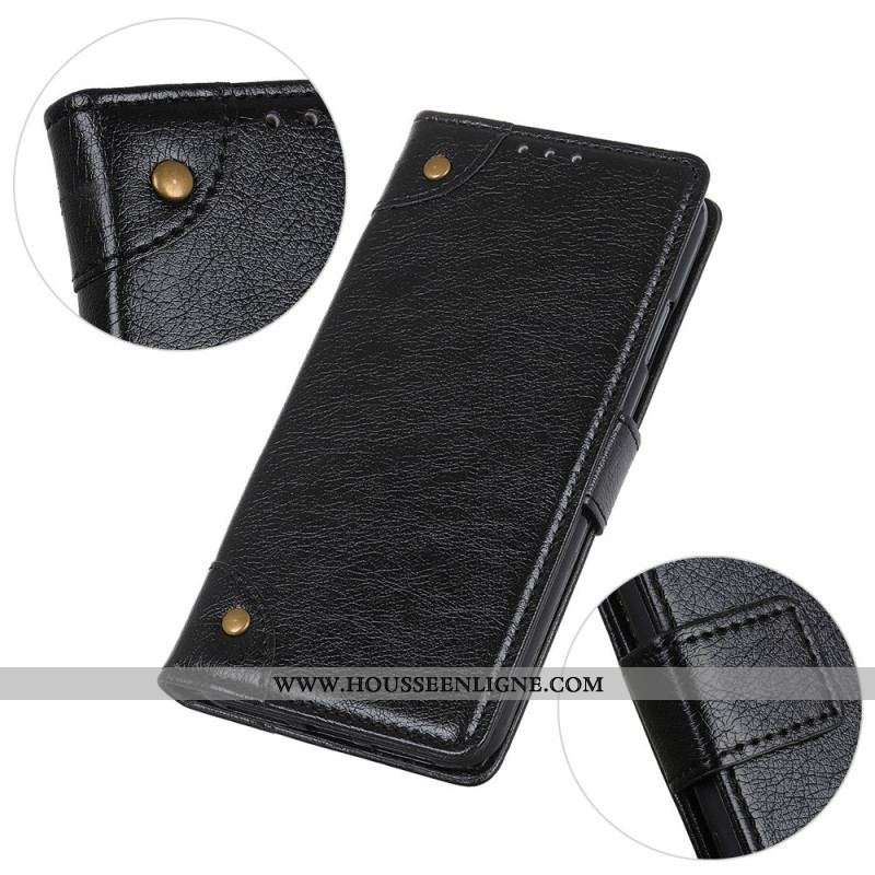 Housse Xiaomi 13 Pro Style Cuir Nappa Rivets Vintage