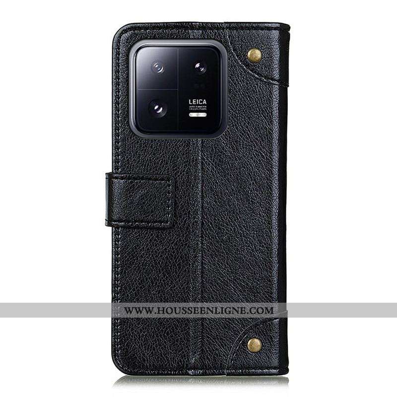 Housse Xiaomi 13 Pro Style Cuir Nappa Rivets Vintage