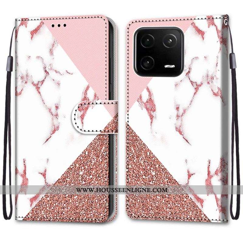 Housse Xiaomi 13 Pro Triangle en Marbre et Paillettes