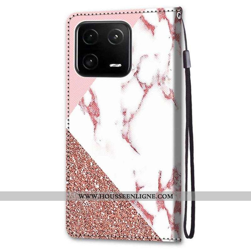 Housse Xiaomi 13 Pro Triangle en Marbre et Paillettes