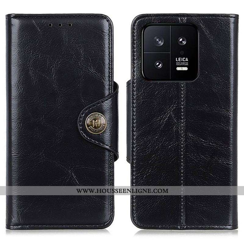 Housse Xiaomi 13 Simili Cuir Verni Bouton KHAZNEH