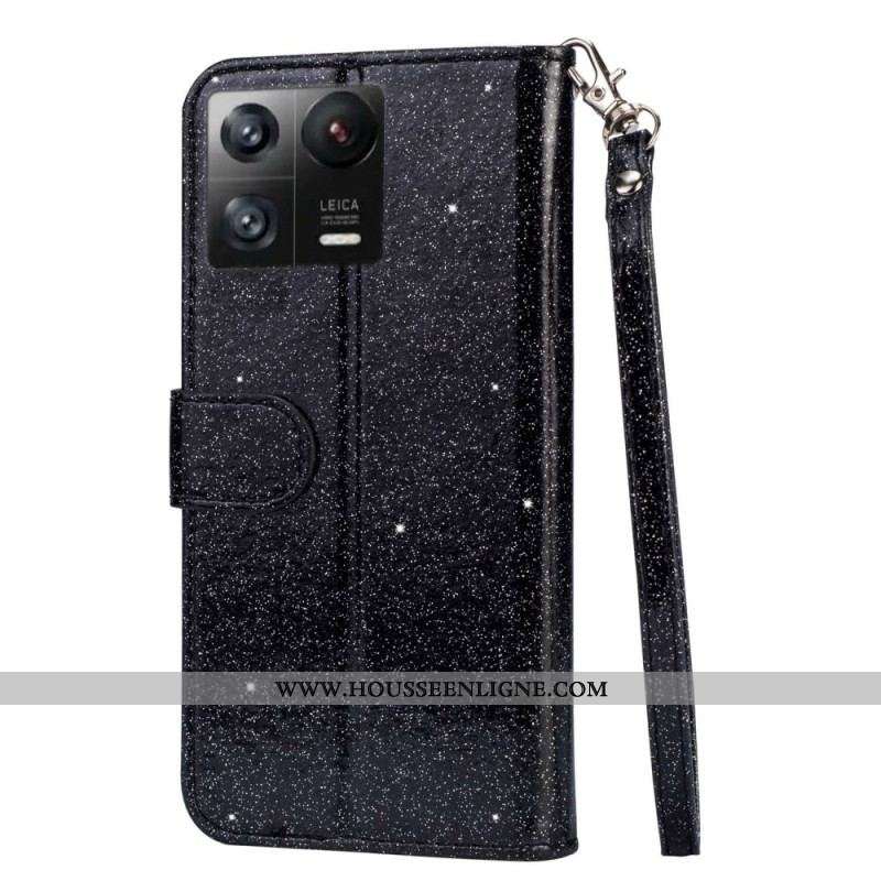 Housse Xiaomi 13 Style Portefeuille à Paillettes