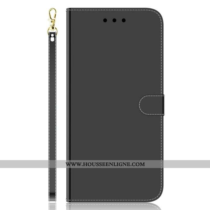 Housse Xiaomi Redmi A1 Simili Cuir Miroir avec Lanière