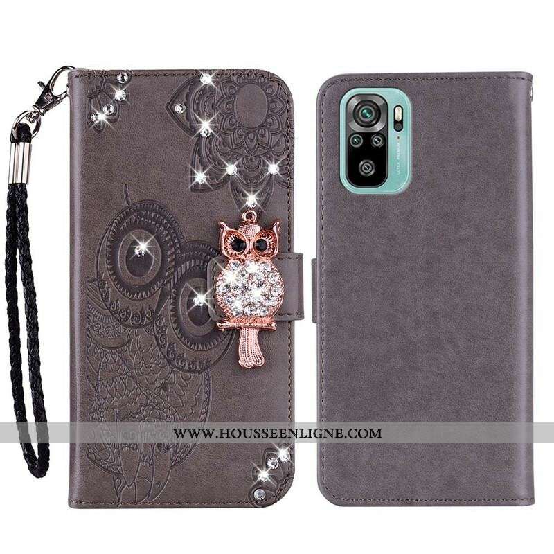 Housse Xiaomi Redmi Note 10/10S/Poco M5s Hibou Mandala et Breloque