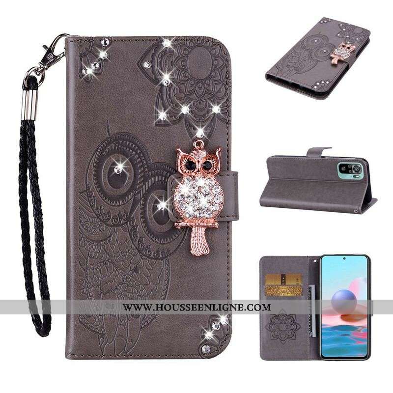 Housse Xiaomi Redmi Note 10/10S/Poco M5s Hibou Mandala et Breloque