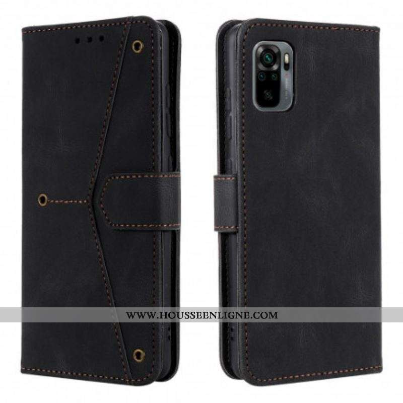 Housse Xiaomi Redmi Note 10/10S/Poco M5s Simili Cuir Bicolore Rivets