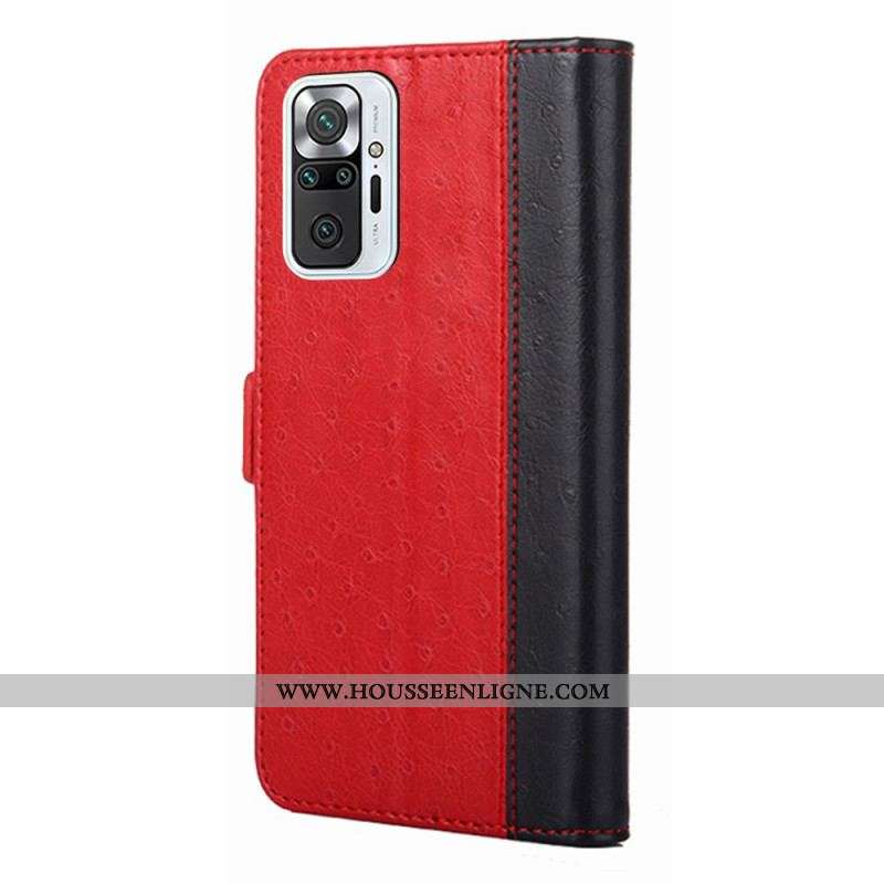 Housse Xiaomi Redmi Note 10 Pro Bicolore Texture Peau d'Autruche