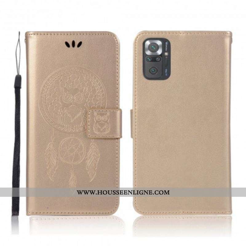 Housse Xiaomi Redmi Note 10 Pro Effet Cuir Attrape Rêves Hibou