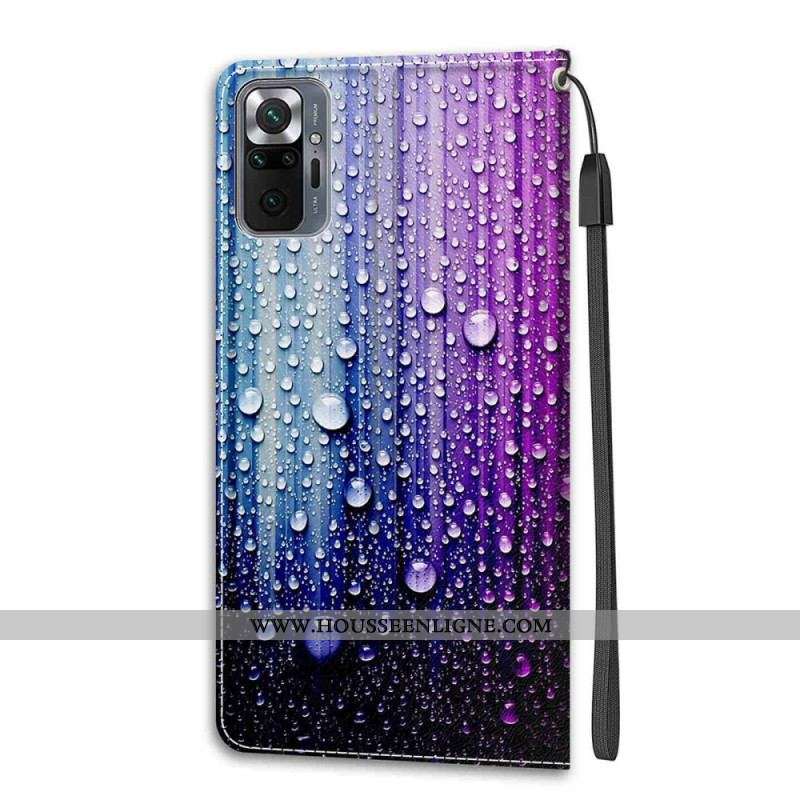 Housse Xiaomi Redmi Note 10 Pro Gouttes d'Eau avec Lanière