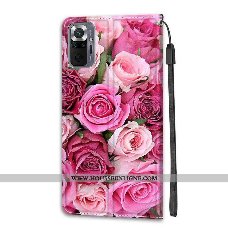 Housse Xiaomi Redmi Note 10 Pro Roses à Lanière