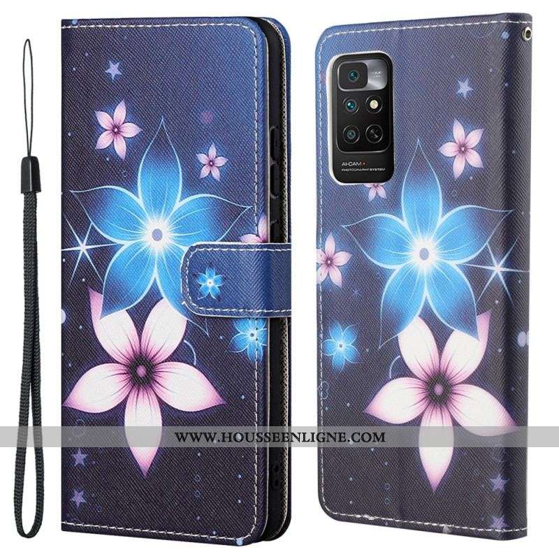 Housse Xiaomi Redmi Note 11 / 11s Fleurs Lunaires à Lanière