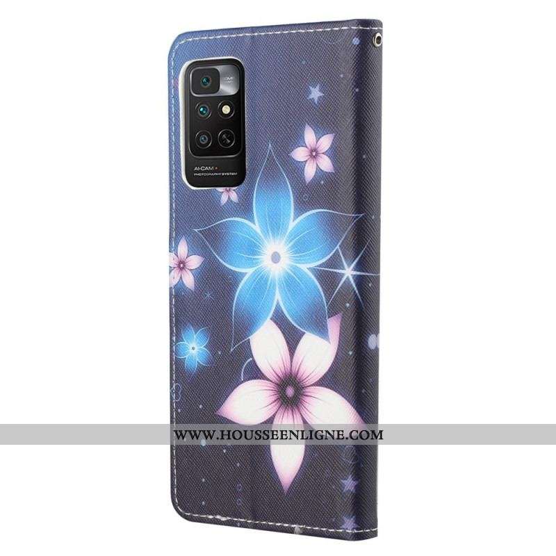 Housse Xiaomi Redmi Note 11 / 11s Fleurs Lunaires à Lanière