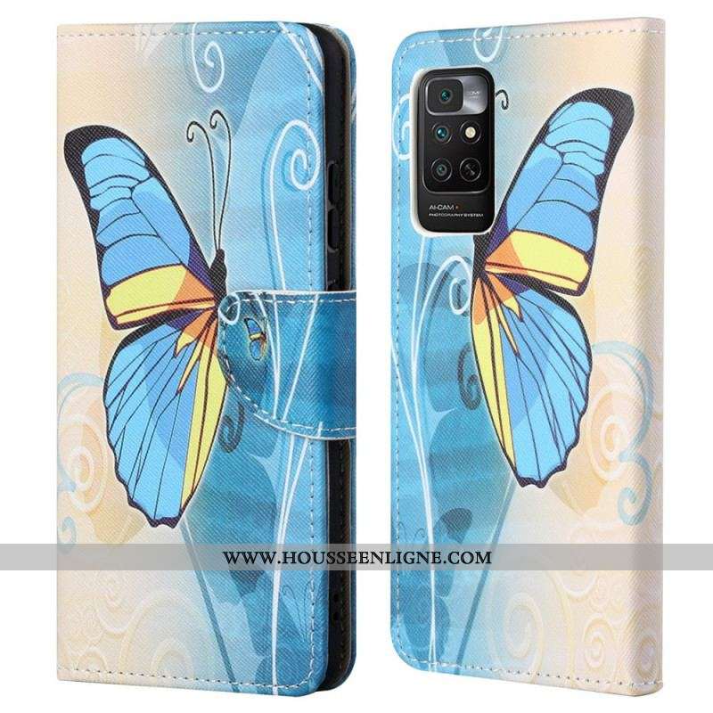 Housse Xiaomi Redmi Note 11 / 11s Papillon Bleu et Jaune