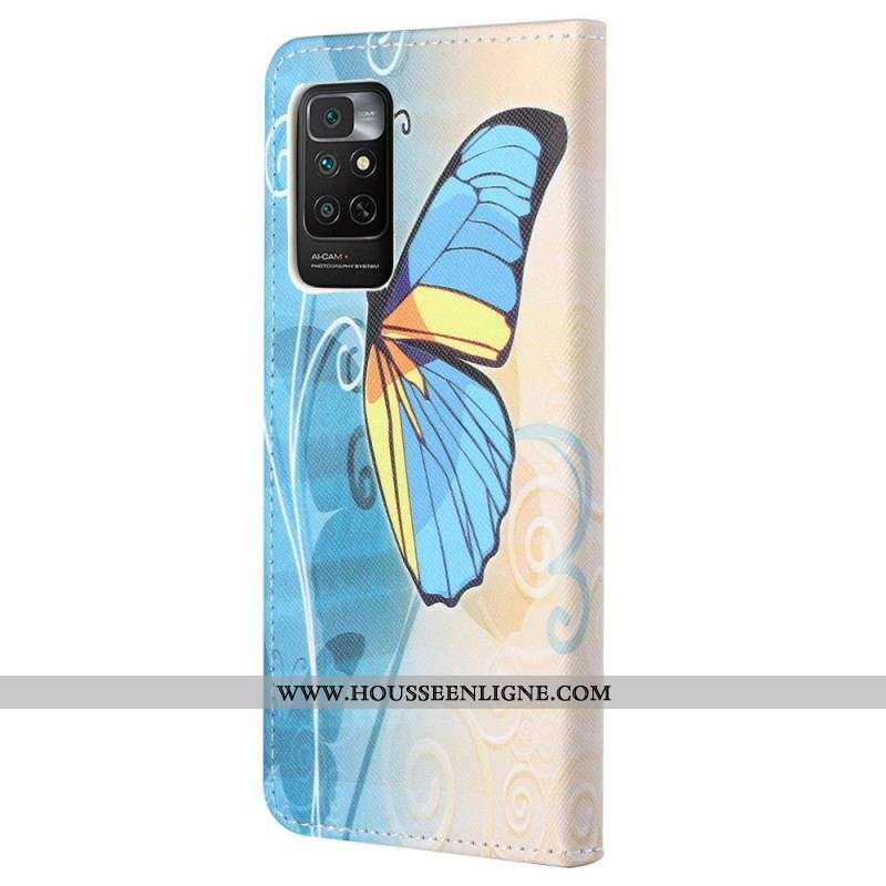 Housse Xiaomi Redmi Note 11 / 11s Papillon Bleu et Jaune