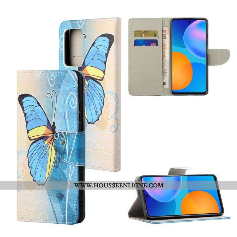 Housse Xiaomi Redmi Note 11 / 11s Papillon Bleu et Jaune