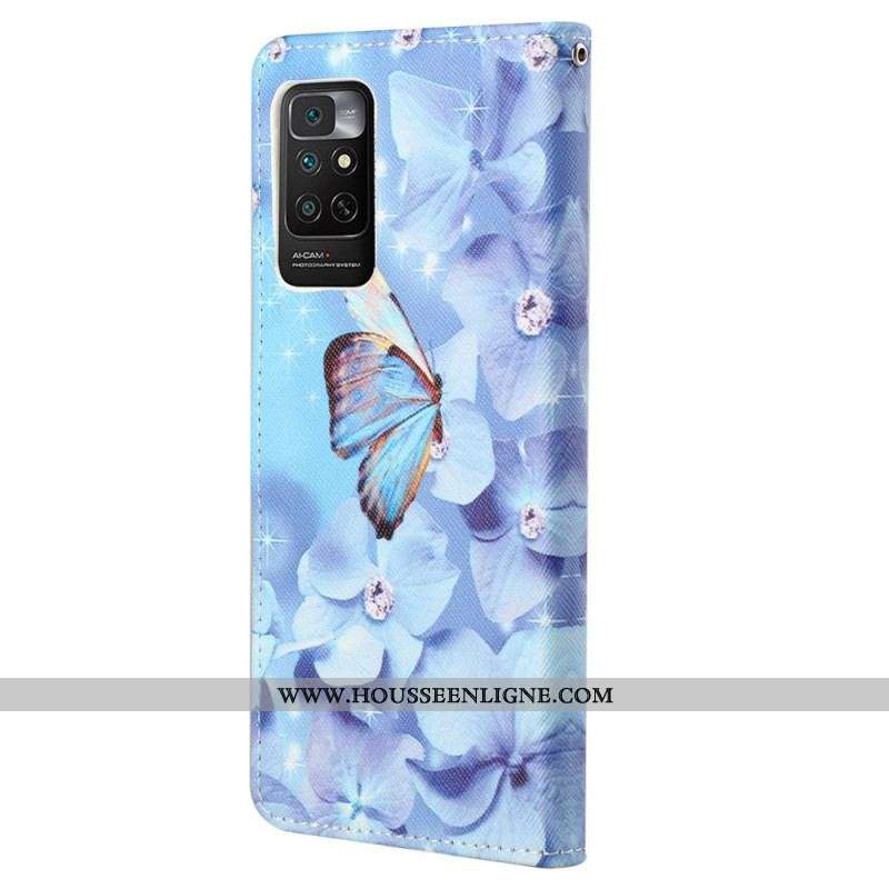 Housse Xiaomi Redmi Note 11 / 11s Papillons Diamants à Lanière