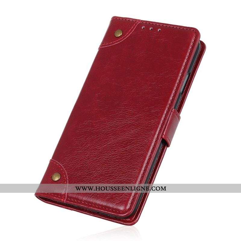 Housse Xiaomi Redmi Note 11 / 11s Style Cuir Nappa Rivets Vintage