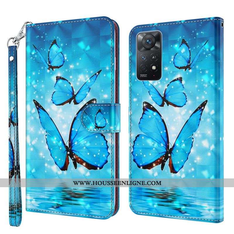 Housse Xiaomi Redmi Note 11 Pro / Note 11 Pro 5G Papillons Bleus Volants