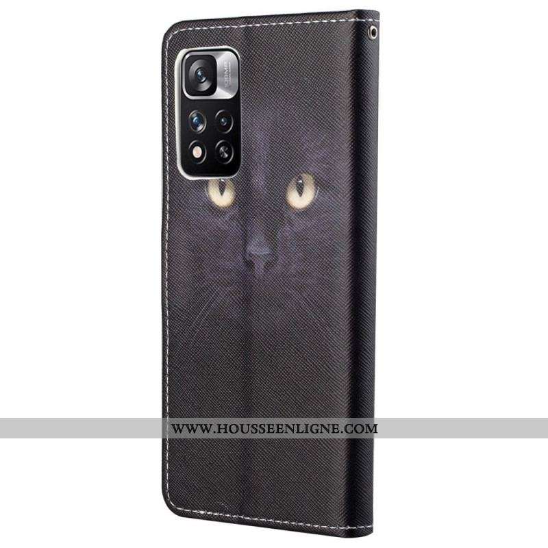 Housse Xiaomi Redmi Note 11 Pro / Note 11 Pro 5G Yeux de Chat Noir à Lanière