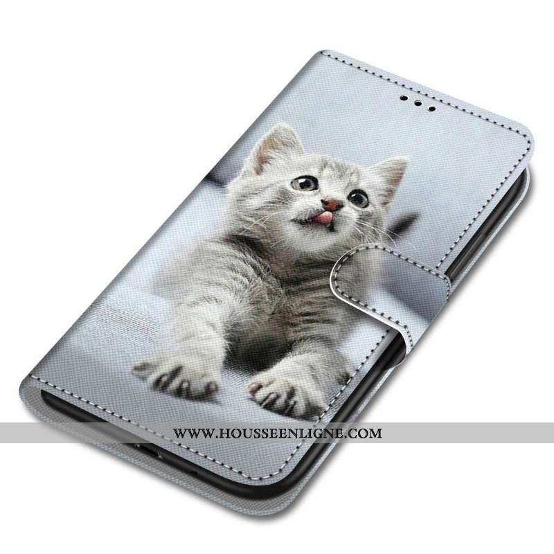 Housse Xiaomi Redmi Note 11 Pro Plus 5G Chaton Gris à Lanière