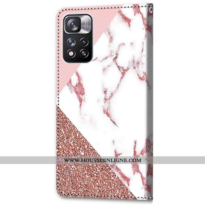 Housse Xiaomi Redmi Note 11 Pro Plus 5G Triangle en Marbre et Paillettes