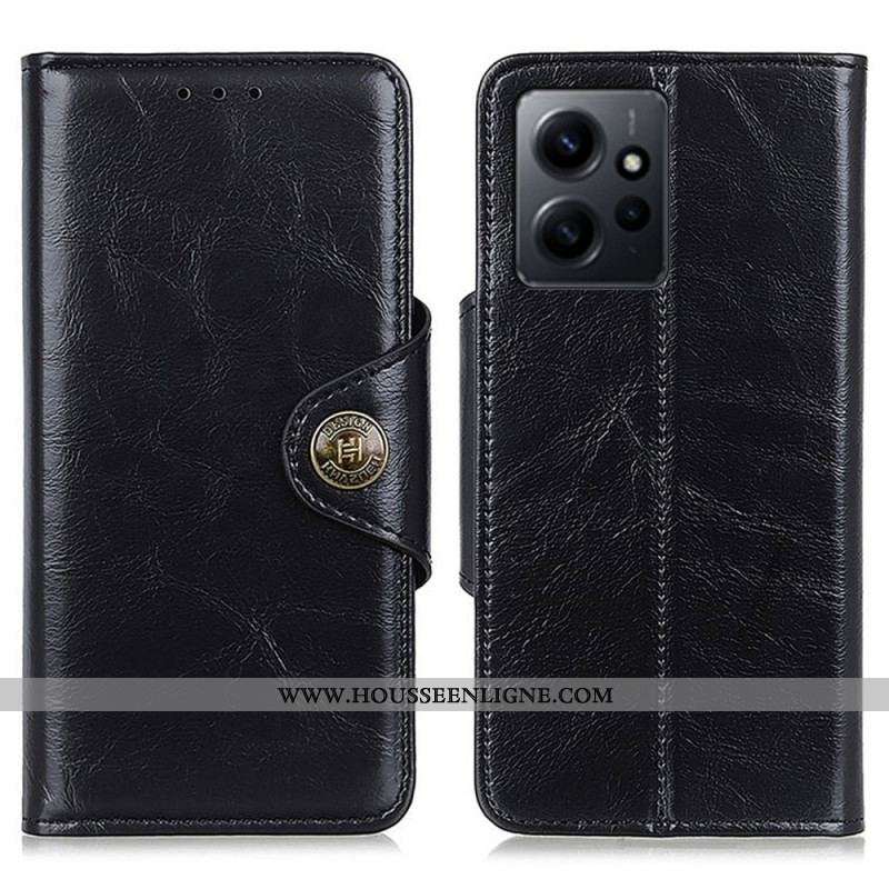 Housse Xiaomi Redmi Note 12 4G Simili Cuir Verni Bouton KHAZNEH