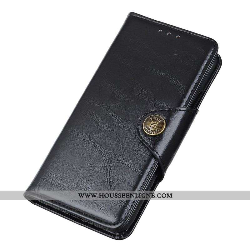 Housse Xiaomi Redmi Note 12 4G Simili Cuir Verni Bouton KHAZNEH