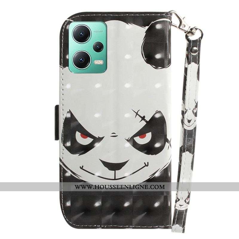 Housse Xiaomi Redmi Note 12/Poco X5 5G Angry Panda à Lanière