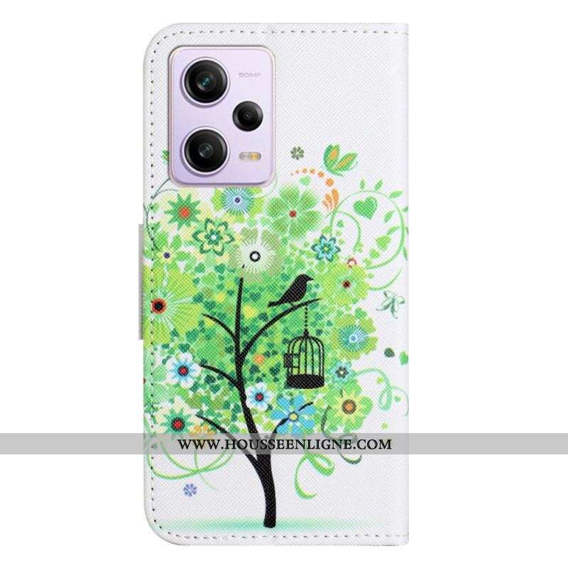 Housse Xiaomi Redmi Note 12/Poco X5 5G Arbre au Feuillage Vert à Lanière