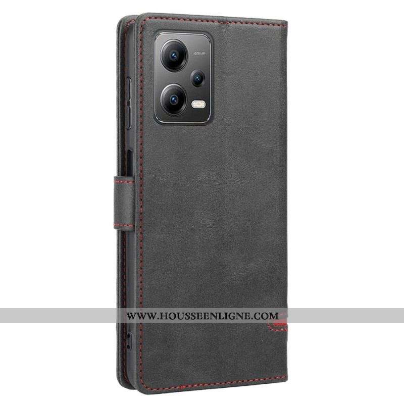 Housse Xiaomi Redmi Note 12/Poco X5 5G Effet Cuir Ligne