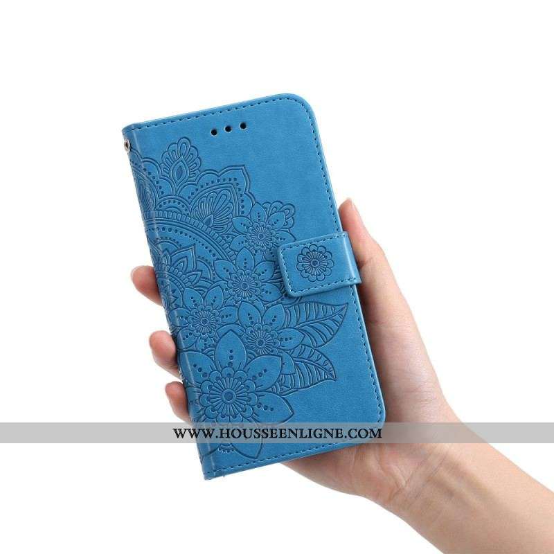 Housse Xiaomi Redmi Note 12/Poco X5 5G Fleur Mandala à Lanière