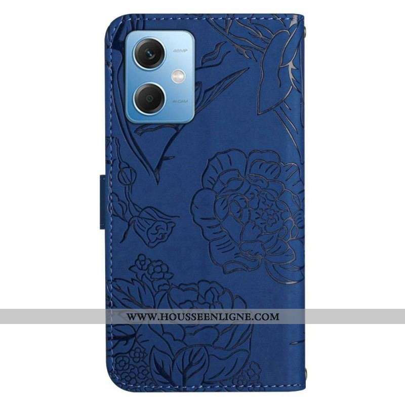 Housse Xiaomi Redmi Note 12/Poco X5 5G Papillons et Lanière