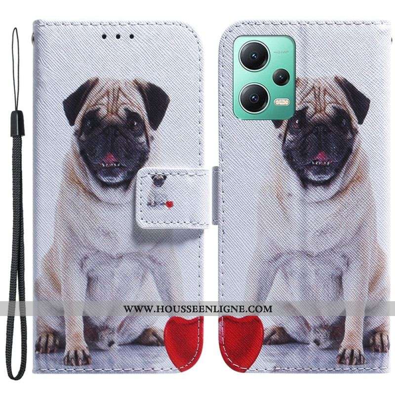 Housse Xiaomi Redmi Note 12/Poco X5 5G Pug Dog à Lanière