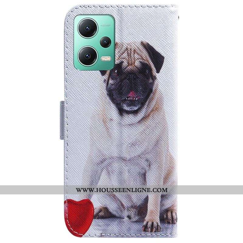 Housse Xiaomi Redmi Note 12/Poco X5 5G Pug Dog à Lanière