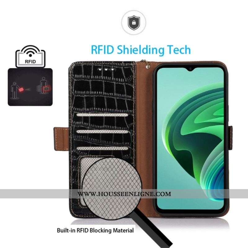 Housse Xiaomi Redmi Note 12 Pro Plus Style Crocodile RFID