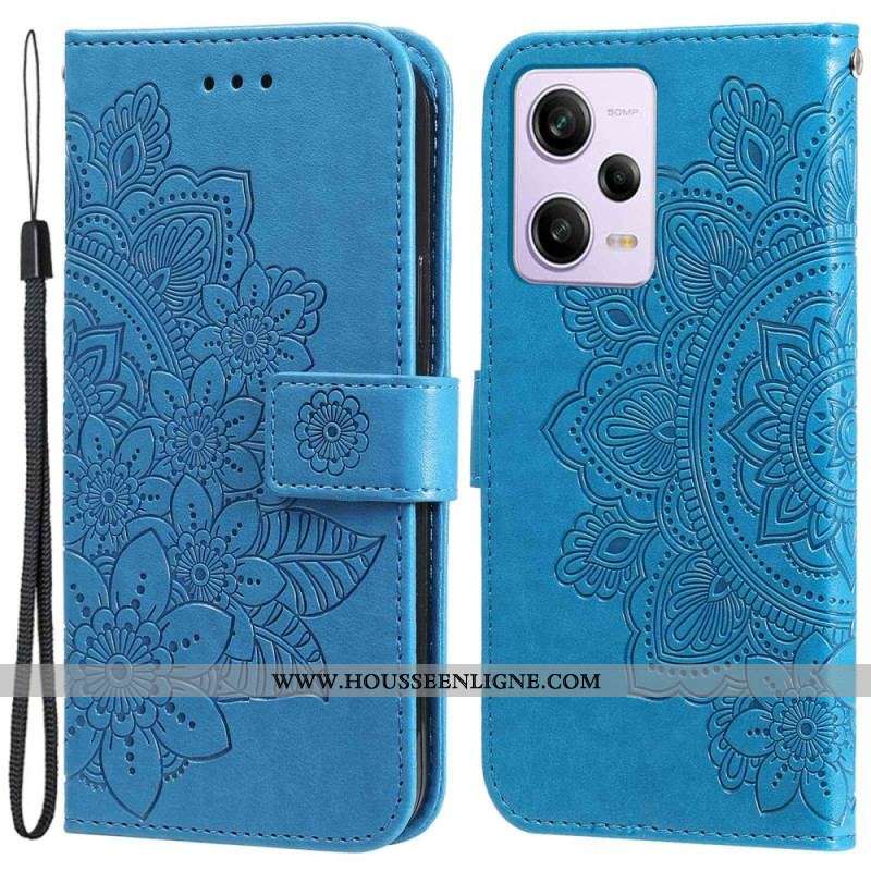 Housse Xiaomi Redmi Note 12 Pro/Poco X5 Pro 5G Fleur Mandala à Lanière